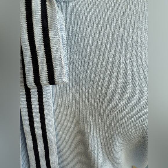 NANETTE LEPORE TIE NECK SWEATER SHEER PUFF SLEEVES LIGHT BLUE SMALL - Picture 6 of 9